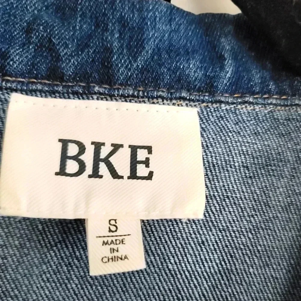 BKE Buckle Brushed Wool Blend Plaid Denim Jacket Sz S